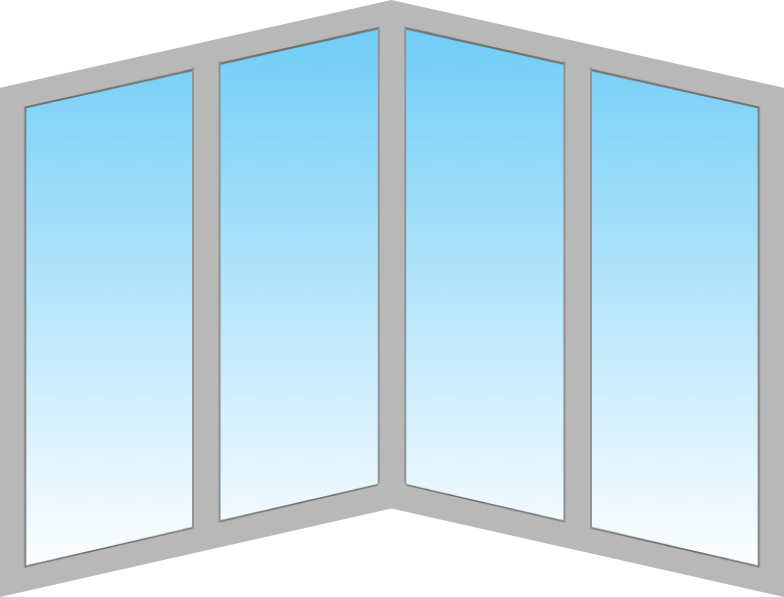 Эркерное угловое алюминиевое окно Aluvet Cold