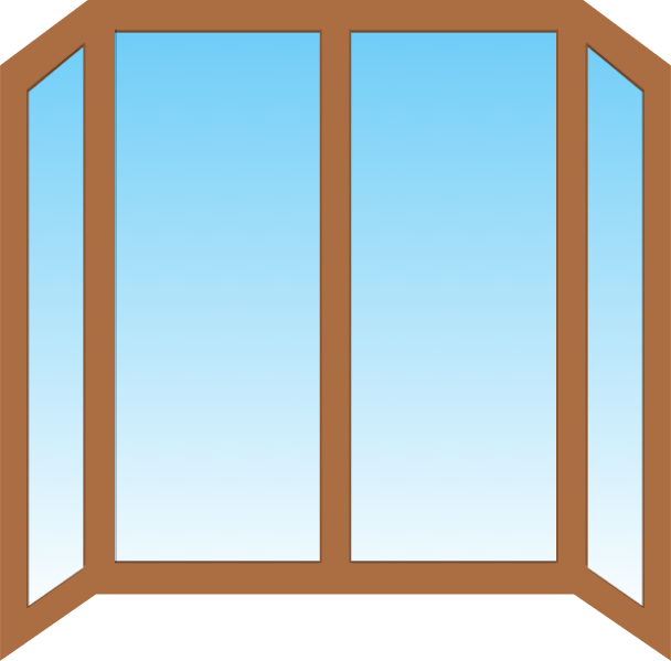 Эркерное прямоугольное деревянное окно  алюминий лиственница