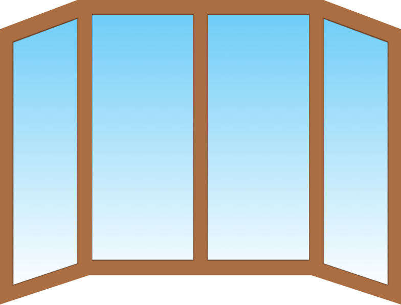 Эркерное трапециевидное деревянное окно  алюминий лиственница