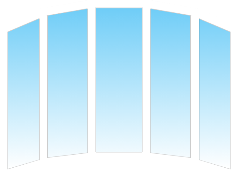 Эркерное полукруглое пластиковое окно Kbe Эталон