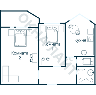 Остекление планировки 4944 дома П-44Т