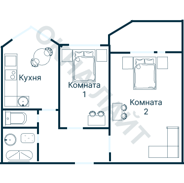 Остекление планировки 4946 дома П-44Т