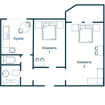 Остекление планировки 4955 дома П-44Т