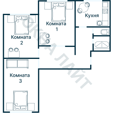 Остекление планировки 4957 дома П-44Т
