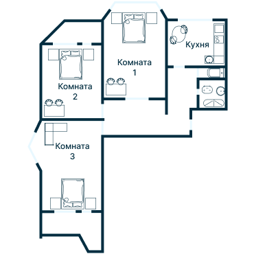 Остекление планировки 4960 дома П-44Т