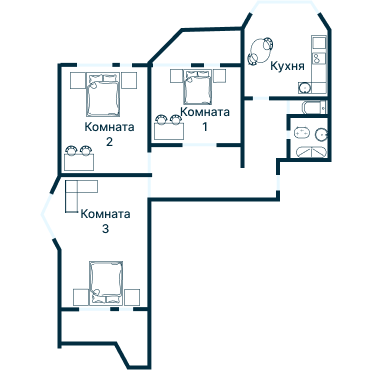 Остекление планировки 4964 дома П-44Т
