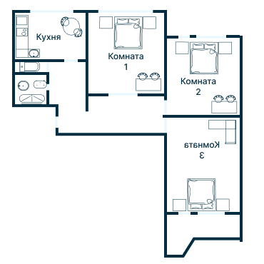 Остекление планировки 4970 дома П-44Т
