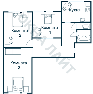 Остекление планировки 4976 дома П-44Т