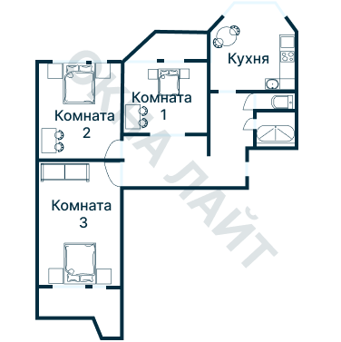 Остекление планировки 4978 дома П-44Т