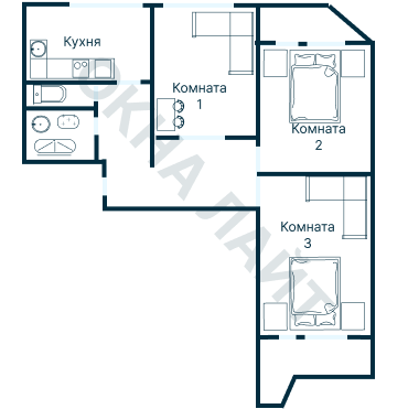Остекление планировки 4979 дома П-44Т