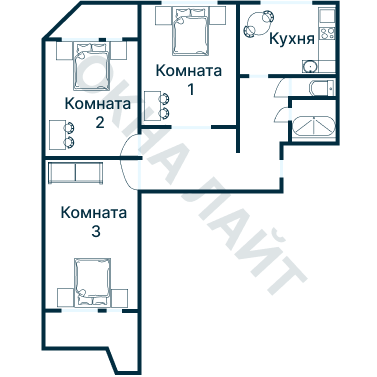 Остекление планировки 4982 дома П-44Т