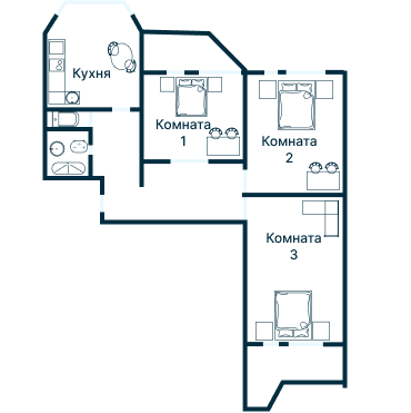 Остекление планировки 4985 дома П-44Т
