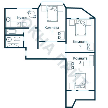 Остекление планировки 4993 дома П-44Т