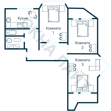 Остекление планировки 4995 дома П-44Т