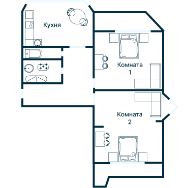 Остекление планировки 3496 дома П-44Т (кр)