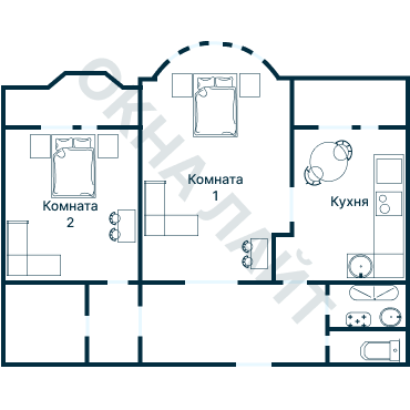 Остекление планировки 3552 дома П-44Т (кр)