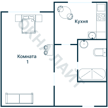 Остекление планировки 3557 дома П-44 (уго)