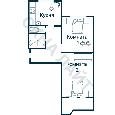 Остекление планировки 3560 дома П-44 (уго)