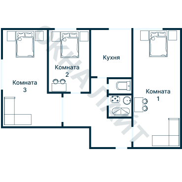 Остекление планировки 3573 дома П-44 (уго)
