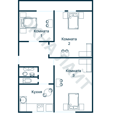 Остекление планировки 3577 дома П-44 (уго)