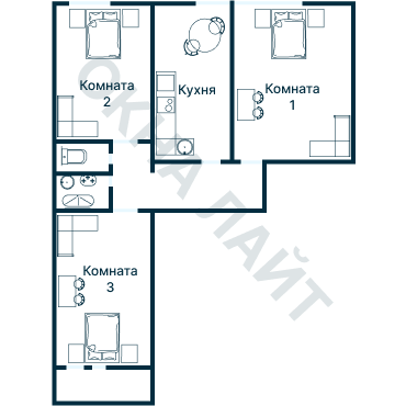 Остекление планировки 3578 дома П-44 (уго)