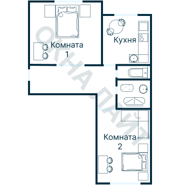 Остекление планировки 3595 дома П-46