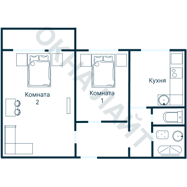 Остекление планировки 3644 дома П-46М