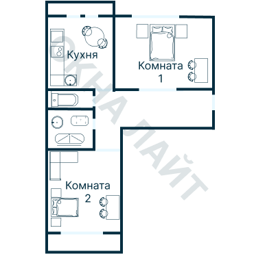 Остекление планировки 3651 дома П-46М