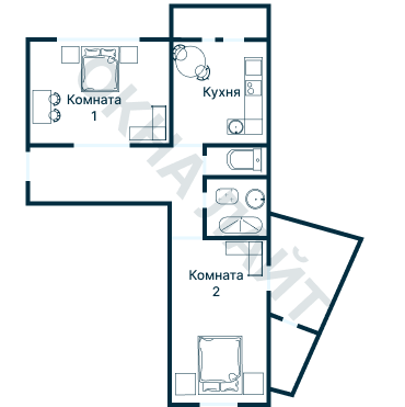 Остекление планировки 3658 дома П-46М