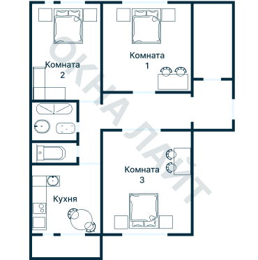Остекление планировки 3671 дома П-46М