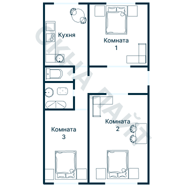 Остекление планировки 3673 дома П-46М