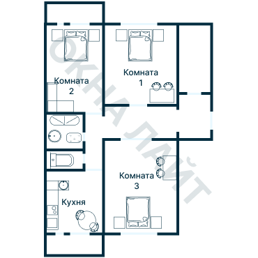 Остекление планировки 3674 дома П-46М