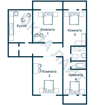 Остекление планировки 3679 дома П-46М