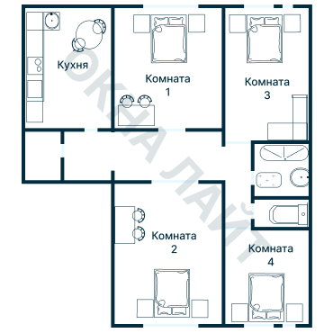 Остекление планировки 3681 дома П-46М