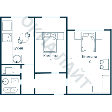 Остекление планировки 3700 дома П-55