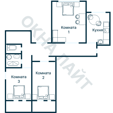 Остекление планировки 3735 дома П-55