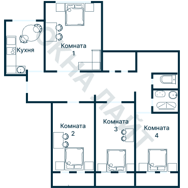 Остекление планировки 3745 дома П-55