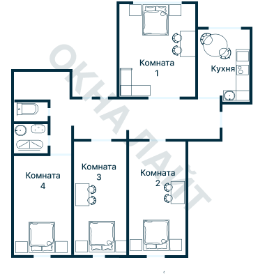 Остекление планировки 3750 дома П-55