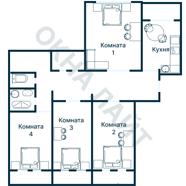 Остекление планировки 3752 дома П-55
