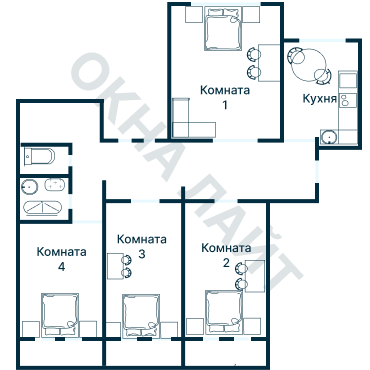 Остекление планировки 3753 дома П-55