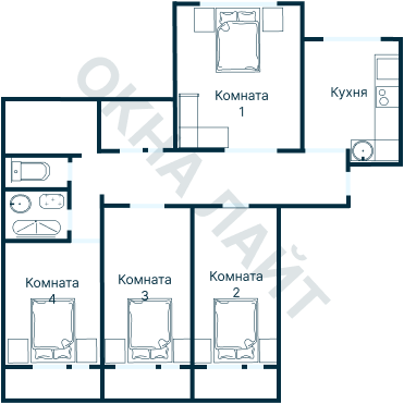 Остекление планировки 3756 дома П-55