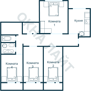 Остекление планировки 3759 дома П-55