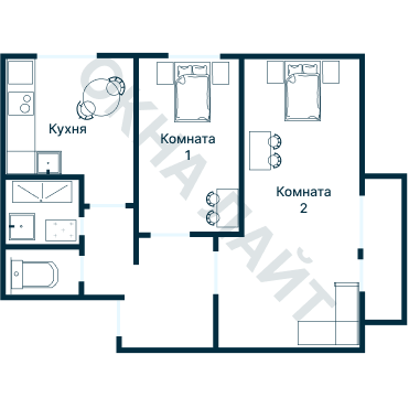 Остекление планировки 3831 дома П-55М