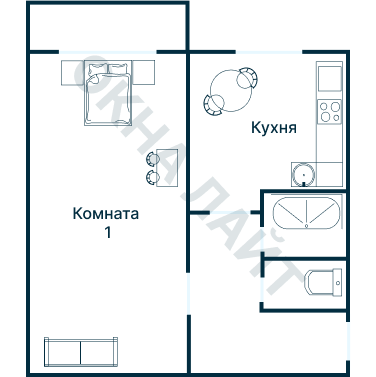 Остекление планировки 3879 дома П-55М