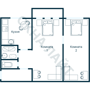 Остекление планировки 3885 дома П-55М