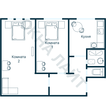 Остекление планировки 3892 дома П-55М