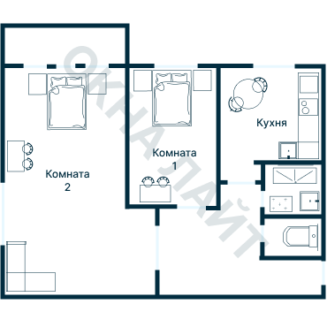 Остекление планировки 3901 дома П-55М