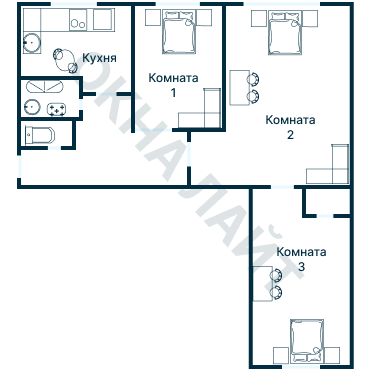 Остекление планировки 3930 дома П-55М