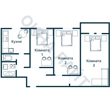 Остекление планировки 3961 дома П-55М