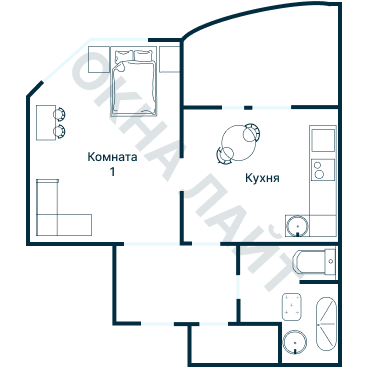Остекление планировки 3771 дома П-55М/2